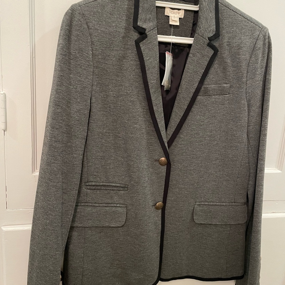 J. Crew Gray Blazer with Black Trim